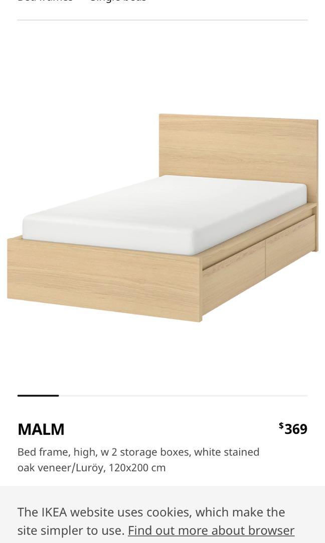 ikea white wooden single size bed frame size 1110 cm x 210 cm furniture beds mattresses on carousell