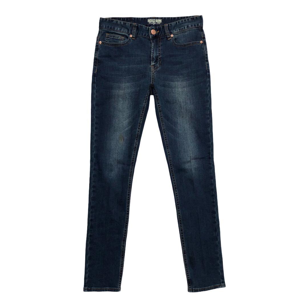 Indigo Bank Super Skinny Fit Tapered Dark Indigo Jeans, Fesyen