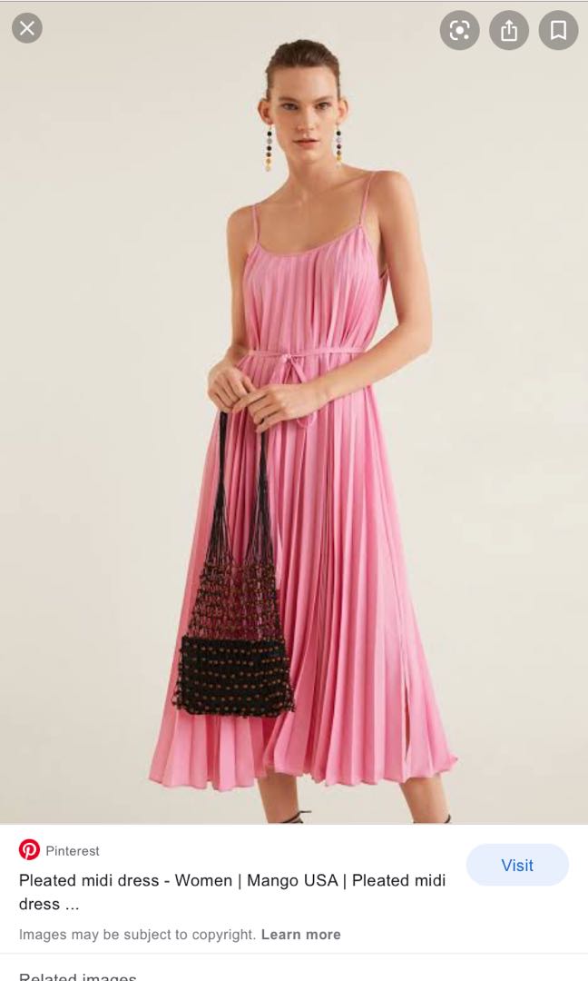 Mango pink clearance pleated dress