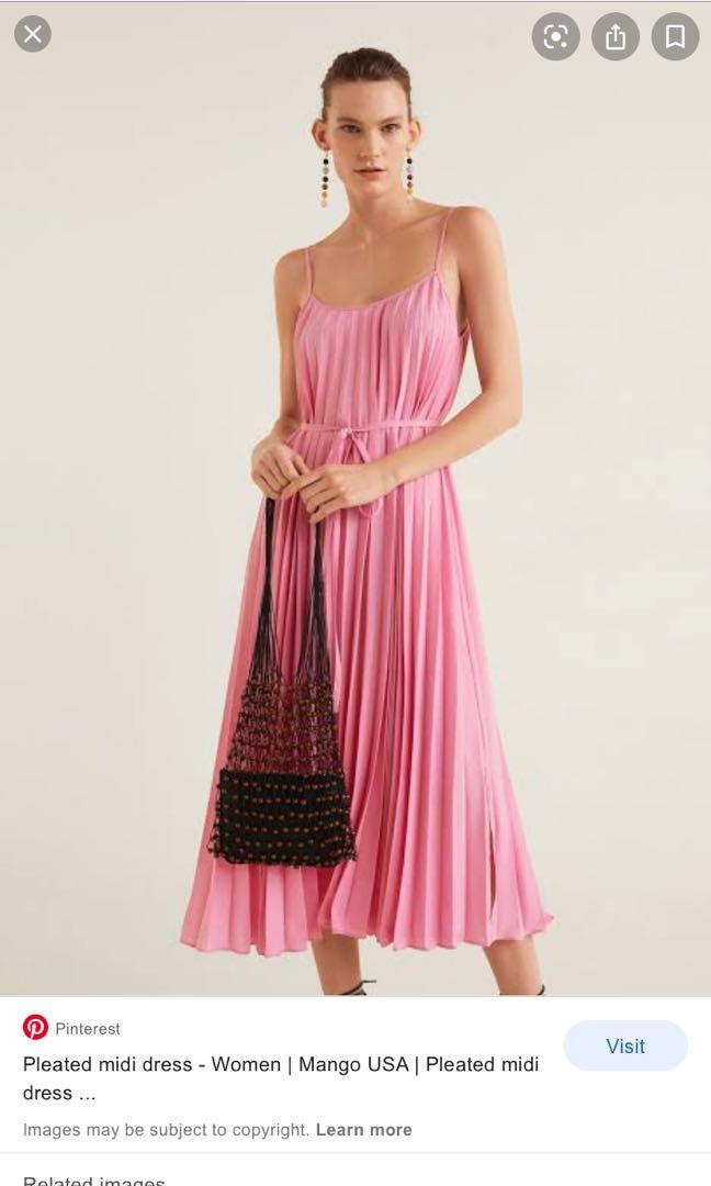 open lace back dress MANGO. Light pink pleated dress S.xs  Hibuy market