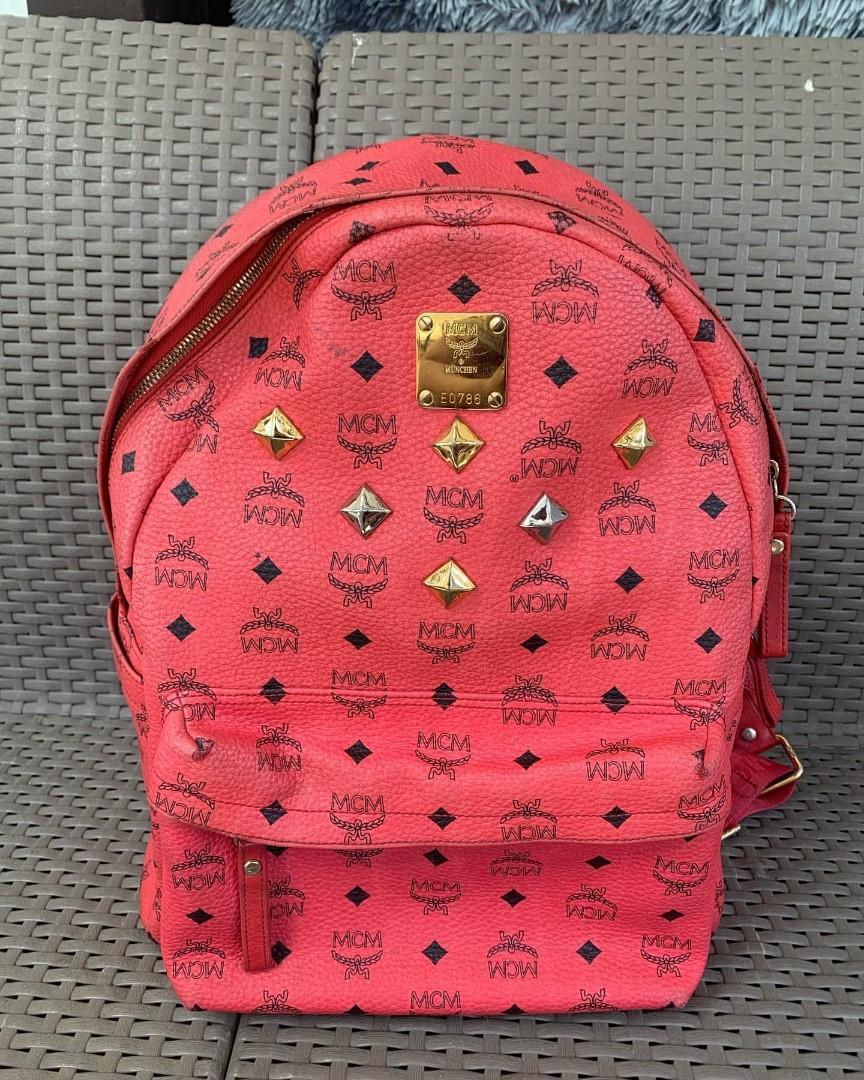 Red store mcm backpack
