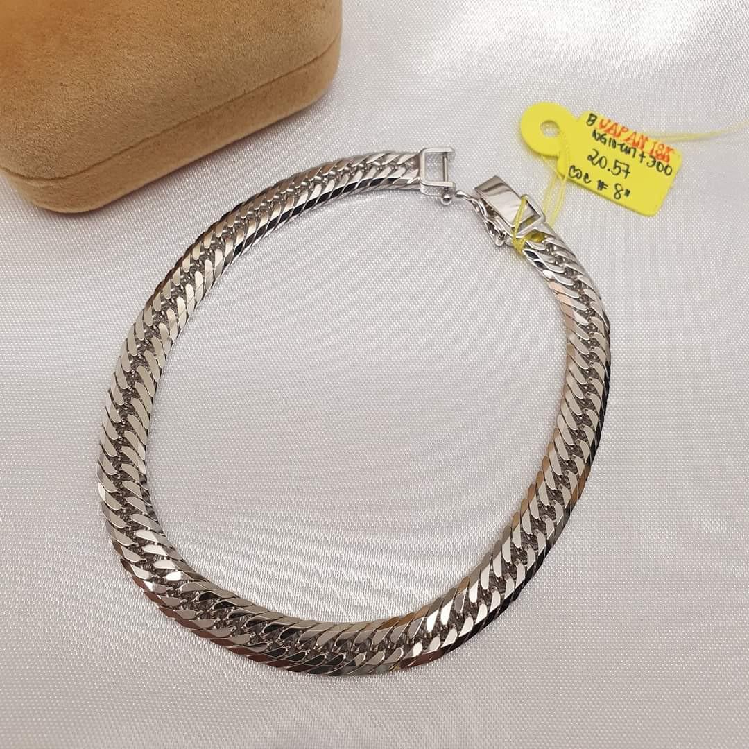 Mens white clearance gold bracelets 18k