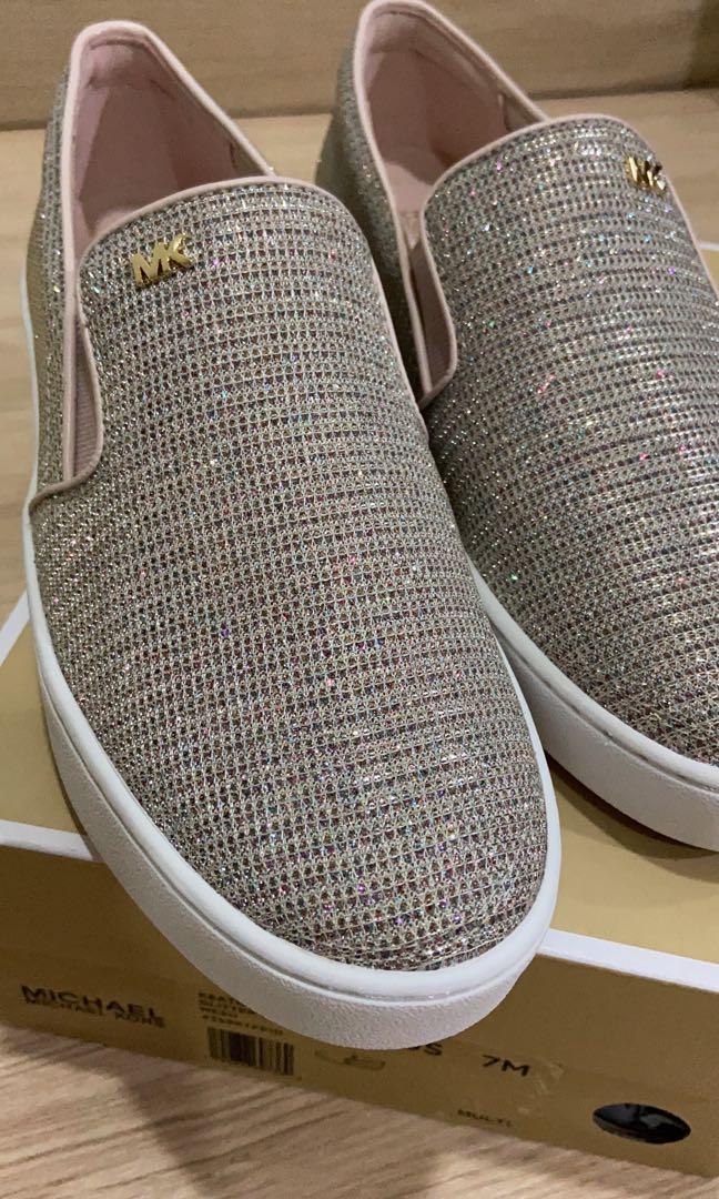 Michael kors keaton slip on glitter chain mesh