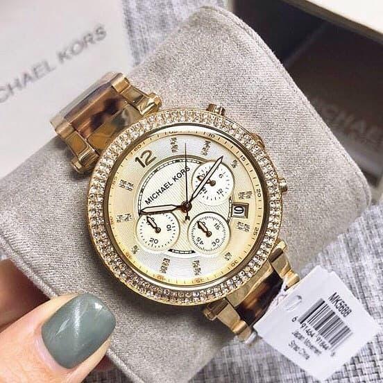 Michael Kors Parker Yellow Gold Tortoise Watch MK5688