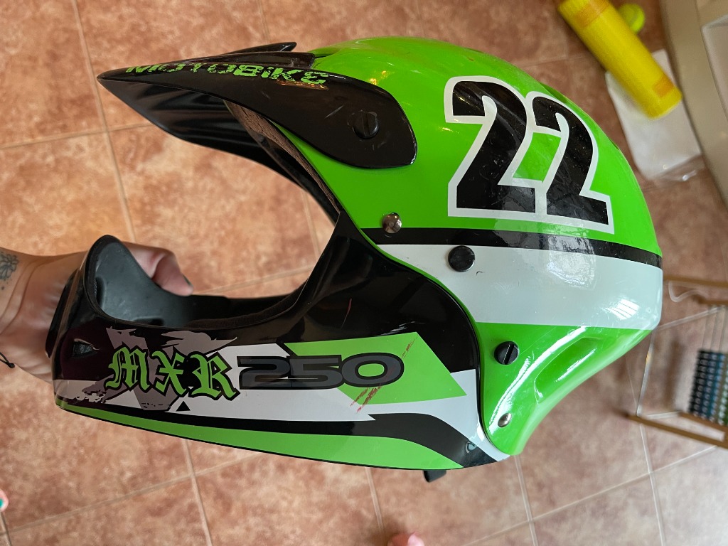 Motobike MXR250 Full Face Kids Bike Helmet Green 48 54cm