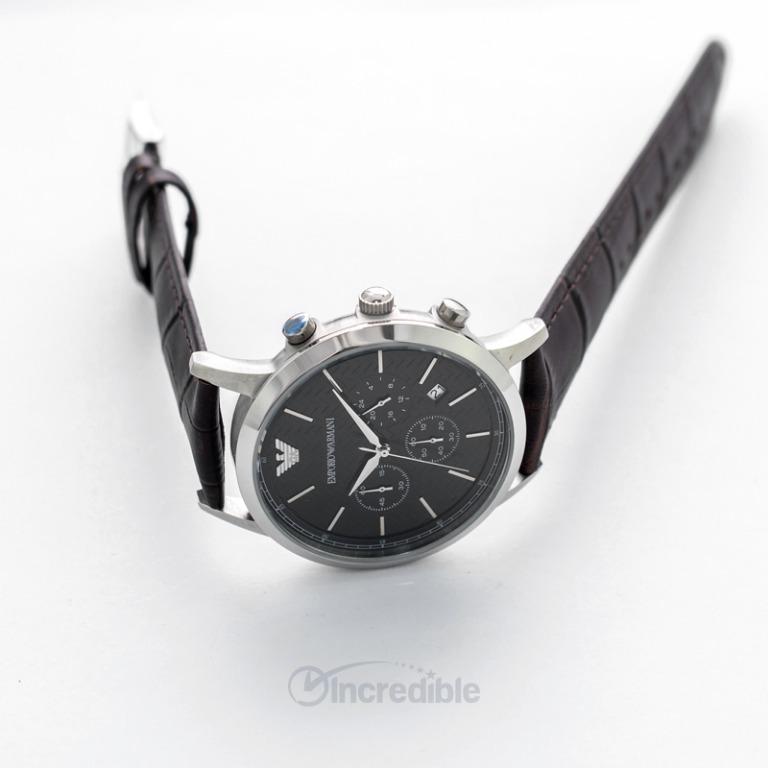 [NEW] Emporio Armani Dress Blue Dial Brown Leather Men's Watch 43mm ...