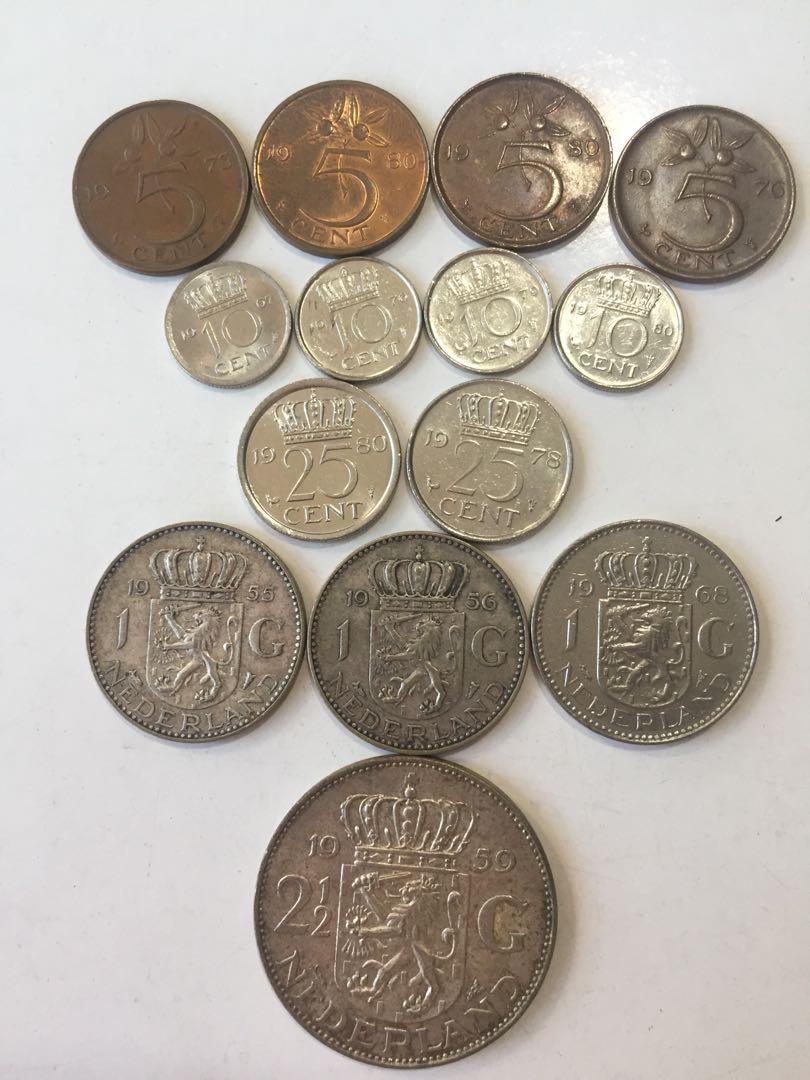 Old Netherlands (Dutch) coins - 2.5G, 1G, 25 ,10,5 cents all ...