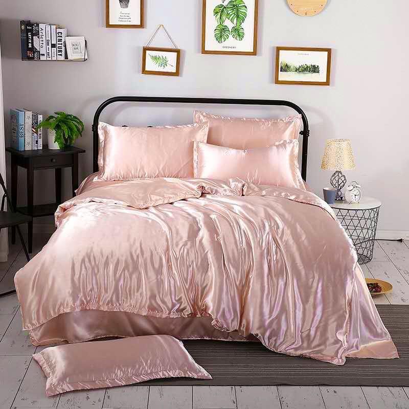 BRAND NEW] Satin Bedsheet Full Set in Pink Queen Size, Furniture & Home  Living, Bedding & Towels on Carousell