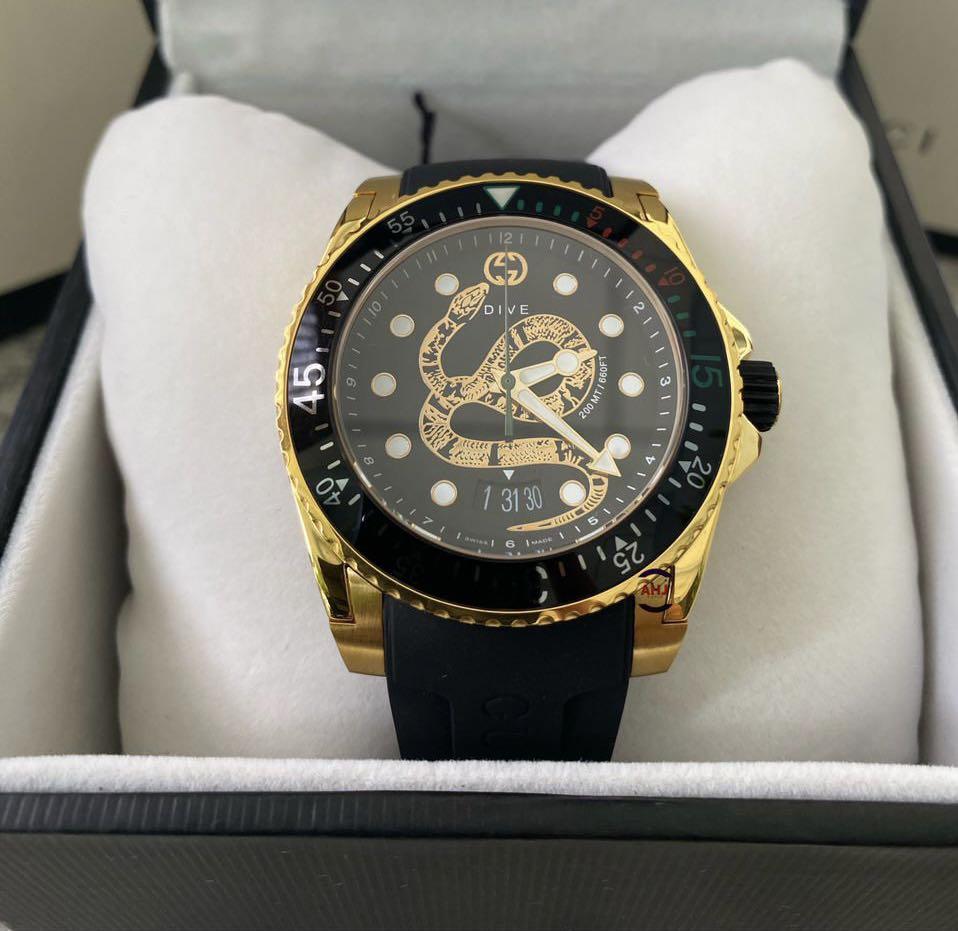 GOLD SNAKE MOTIF MENS WATCH YA136219 