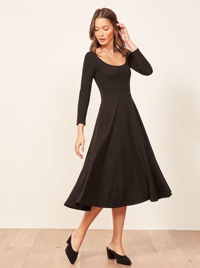 reformation black dress long sleeve Reformation