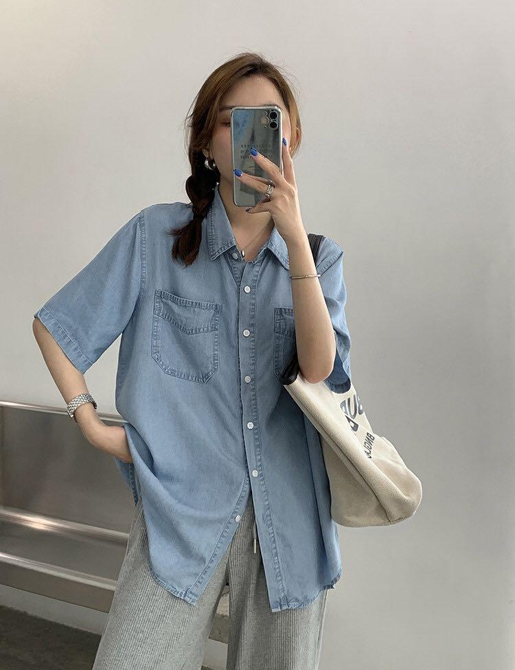 Shannon Soft Tencel Denim Shirt (Category: Other Tops) located in Singapore. Submitted by mommystote (Listing ID 1078650764, Image 3). Description: ✨ Shannon Soft Tencel Denim Shirt ✨ Preorder • arrives in about two weeks Classic denim shirt that comes in everyone’s favorite soft denim fabric Classic and timeless in style , this shirt is ever in style and a must have comfortable piece for everyday wearing With two front pockets to add a cargo tou