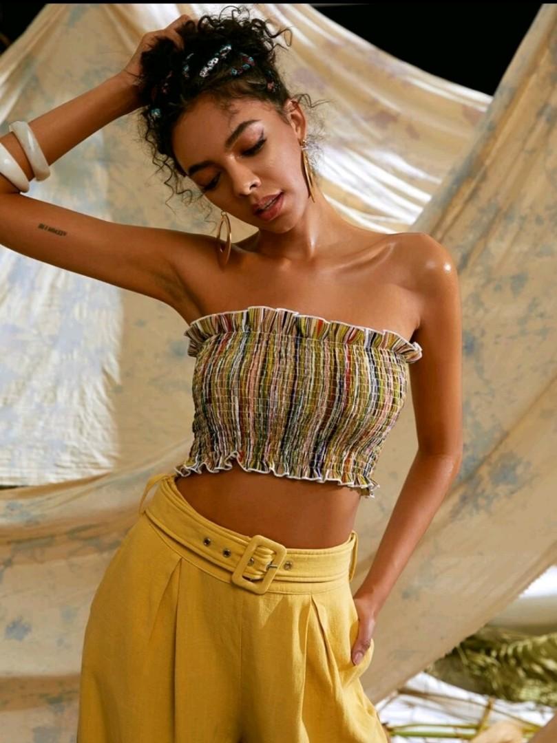 ruffle trim tube top