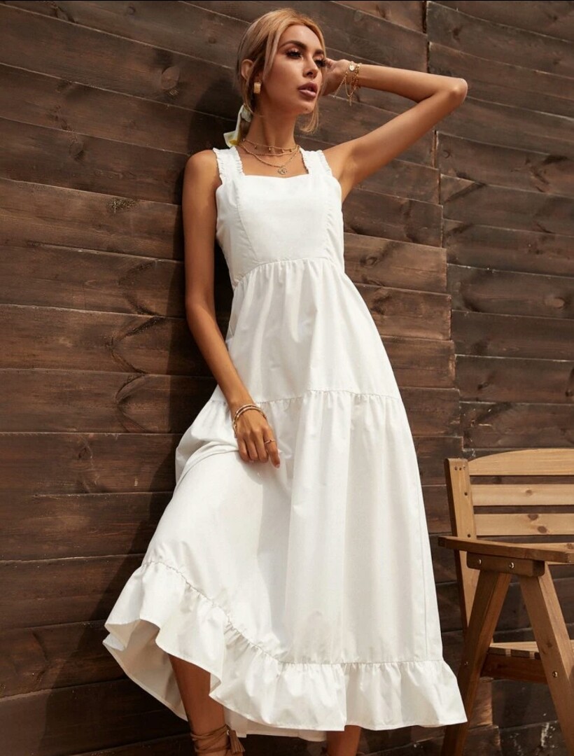 Shein White Dress, Women's Fashion, Dresses & Sets, Dresses on Carousell