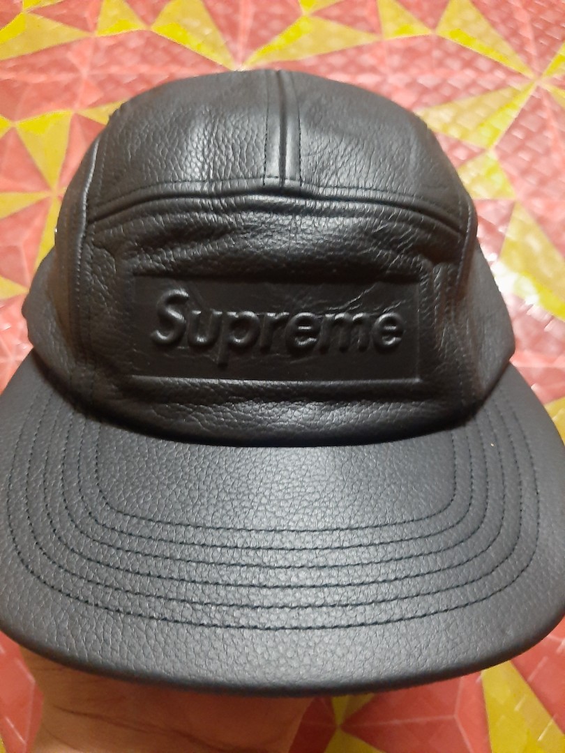 supreme leather camp cap