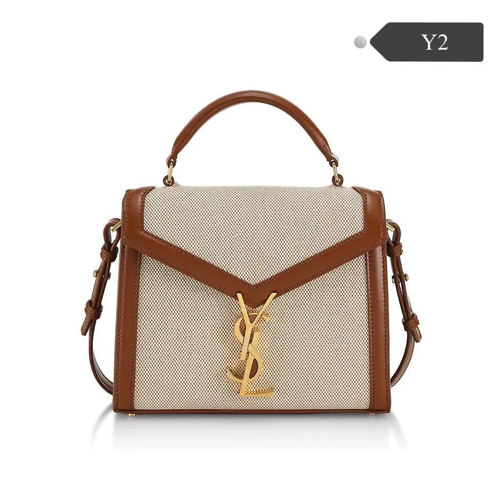 YSL CASSANDRA MINI TOP HANDLE BAG IN CANVAS AND SMOOTH LEATHER, 名牌, 手袋及銀包 Carousell