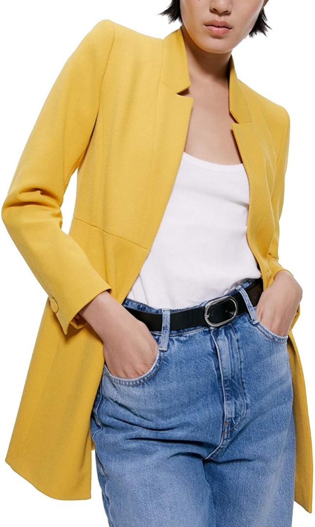Zara Yellow Long Blazer (XL), Women's Fashion, Coats, Jackets and