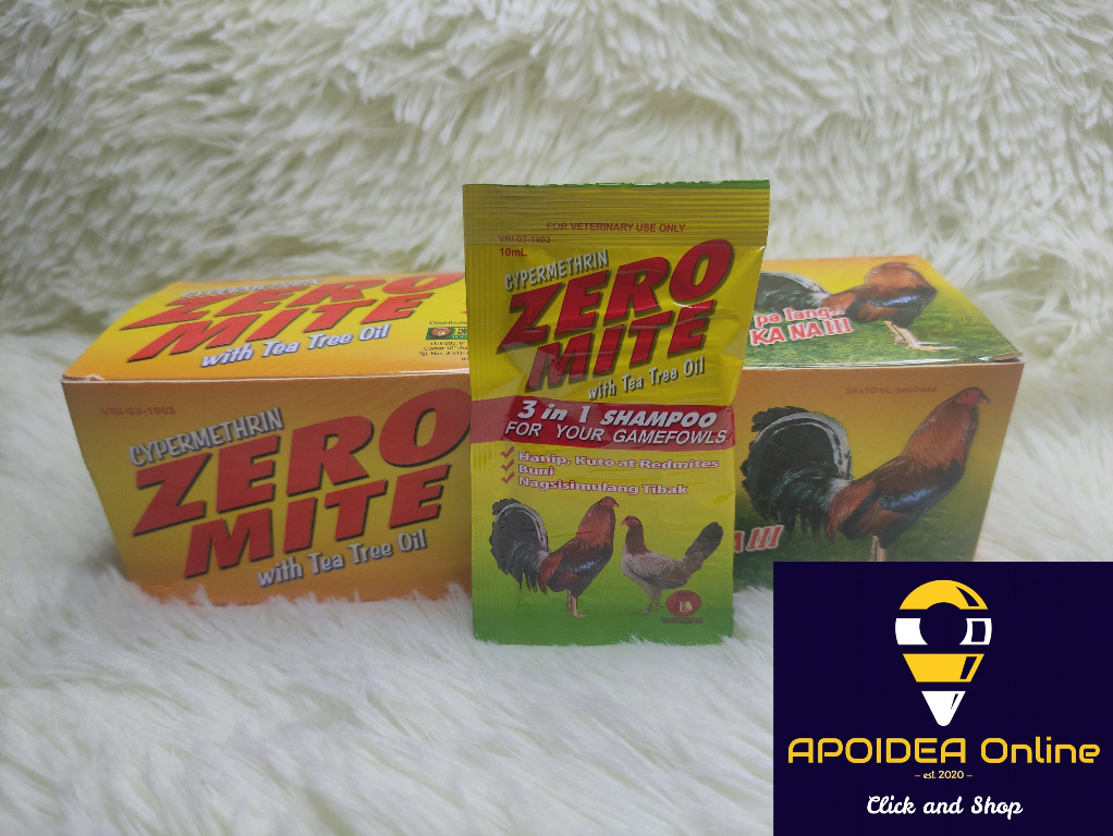 Zero Mite Shampoo for gamefowl (10ml per sachet) Anti Red Mites, Ticks And Fleas sold per