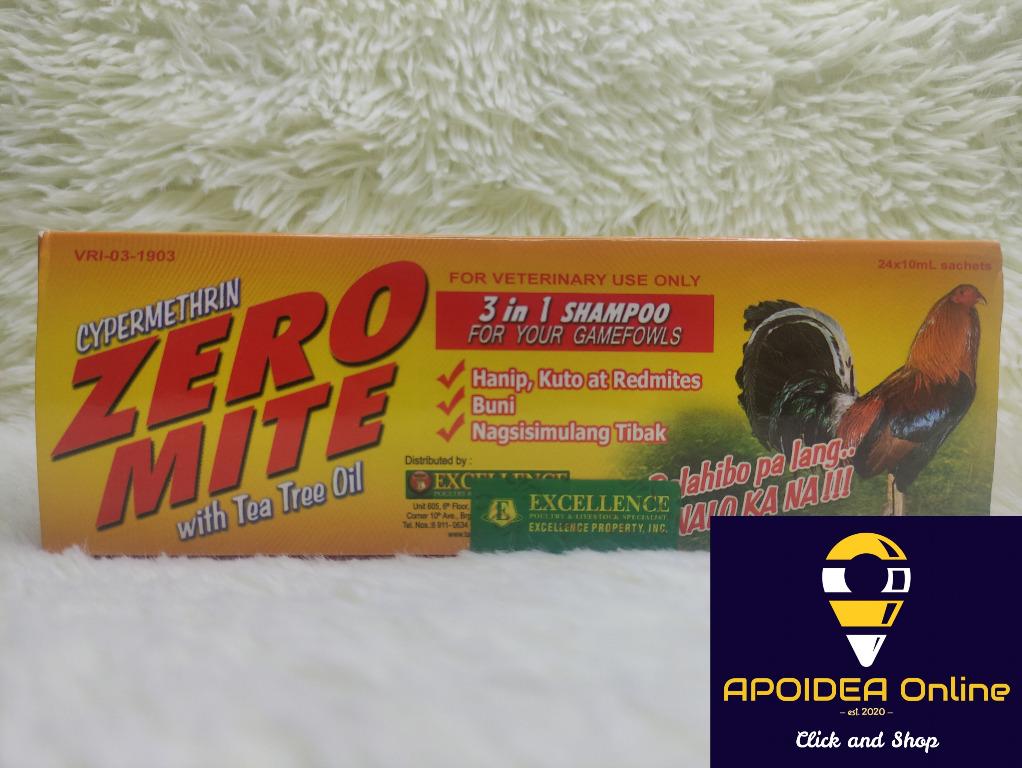 Zero Mite Shampoo for gamefowl (10ml per sachet) Anti Red Mites, Ticks