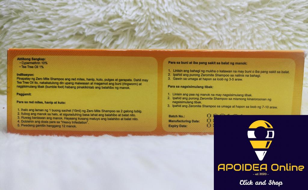 Zero Mite Shampoo for gamefowl (10ml per sachet) Anti Red Mites, Ticks