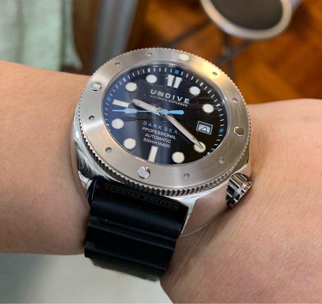 95%NEW UNDIVE 全自動NH35精工機芯大裝藍寶石水晶玻璃500m深谮316L鋼