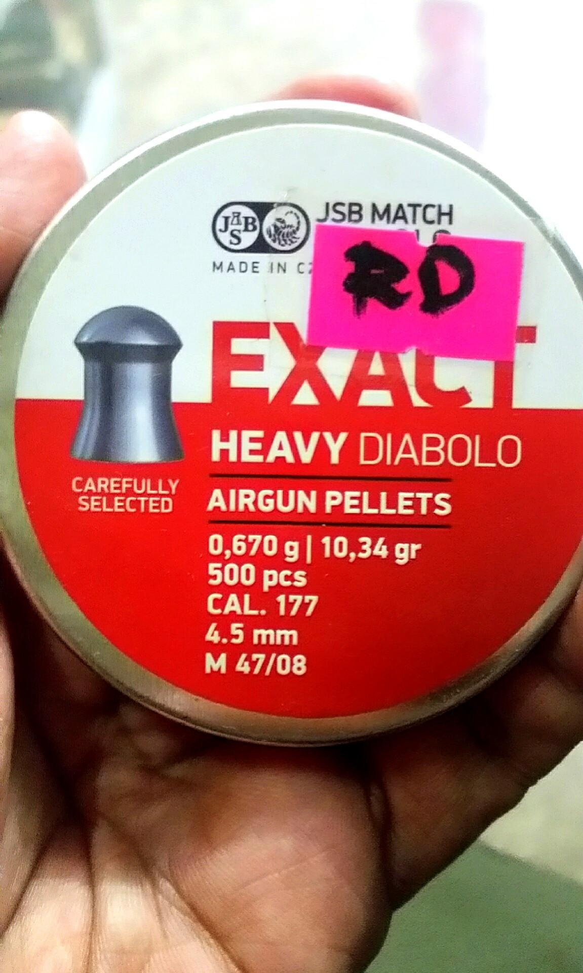 Airsoft JSB Match Diabolo Exact Pellet (Category: Airsoft) located in San Fernando. Submitted by king_of_spring_airsoft_guns (Listing ID 1073115307, Image 2). Description: Jsb Match Diabolo Exact 22cal (500counts) pellet-1750php Jsb Match Diabolo Exact 177cal (500counts) pellet- 1550php Call or Text 09157513883 for faster transaction..