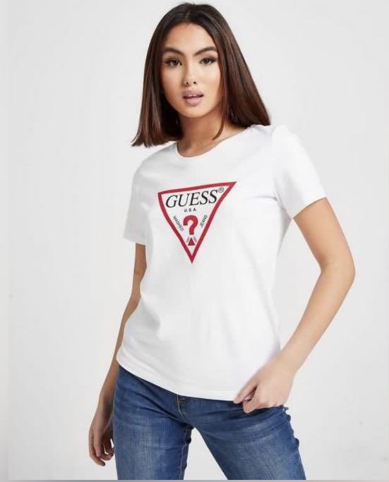 Authentic White Guess Icon Logo T-Shirt 