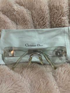Dior retro Crystal Silver Mid 2000 Y2K Rimless Sunglasses