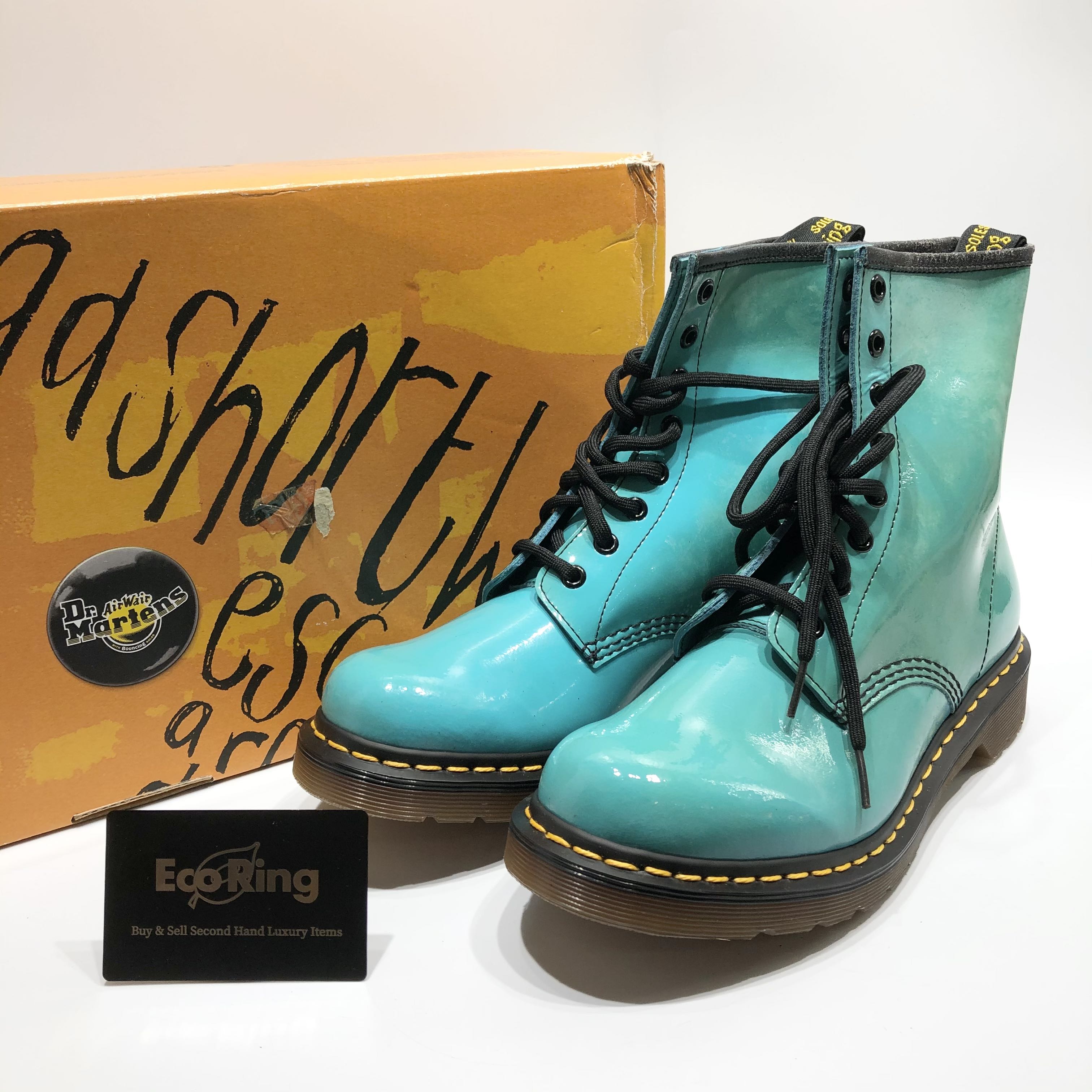 Dr Martens Patent Turqoise Boots 217003678 Men s Fashion