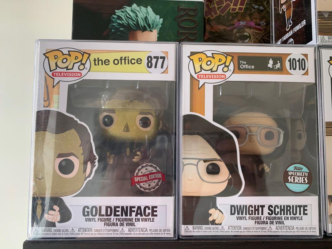 Goldenface and Dwight as sith Funko (Category: Figurines & Statues) located in Bacoor. Submitted by jpabalan (Listing ID 1073060089, Image 1). Description: For Sale as Set. Dwight as sith 9/10 Goldenface 9/10 Comes with free boss protector and sorter box..