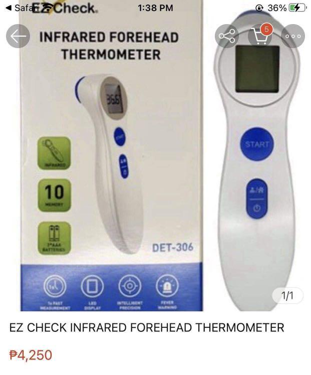 Infrared Forehead Thermometer (Category: Thermometers) located in Paranaque City. Submitted by nm_essentials (Listing ID 1073027432, Image 1). Description: Got an extra thermometer 🌡 baka gusto niyo po. Complete with box, manual and batteries. Regular Price around P4k pero offer ko lang ng P450 sa mga nangangailangan..