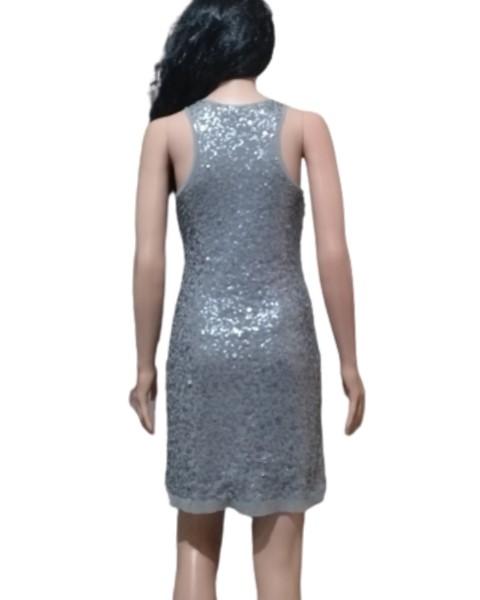 Max Studio Silver/Gray Sequin Dress, Sz. Small (Category: Evening dresses & gowns) located in Quezon City. Submitted by kaitstell (Listing ID 1072964383, Image 2). Description: Preloved. No Flaws. Max Studio Womens Silver/Gray Sequin Tank Dress. Size Small on tag Party/Cocktail/Prom/Wedding or Special Occasion Sleeveless Sequin Netting Over Lining Mini Length Stretchy Round Neck Raw Netting Edges @ Sleeves, Neck & Hemline Racerback.