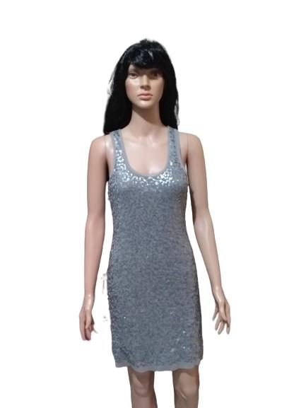 Max Studio Silver/Gray Sequin Dress, Sz. Small (Category: Evening dresses & gowns) located in Quezon City. Submitted by kaitstell (Listing ID 1072964383, Image 3). Description: Preloved. No Flaws. Max Studio Womens Silver/Gray Sequin Tank Dress. Size Small on tag Party/Cocktail/Prom/Wedding or Special Occasion Sleeveless Sequin Netting Over Lining Mini Length Stretchy Round Neck Raw Netting Edges @ Sleeves, Neck & Hemline Racerback.