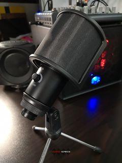 Microphone Condenser USB Microphone Studio Mic Podcast Karaoke Recording with U Pop Filter