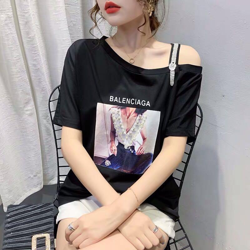 Off the shoulder graphic t sale shirt