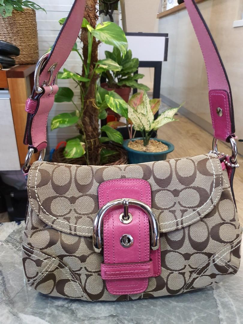 Orig Coach Brown Pink Small Shoulder bag, Women's Fashion, Bags & Wallets,  Shoulder Bags on Carousell