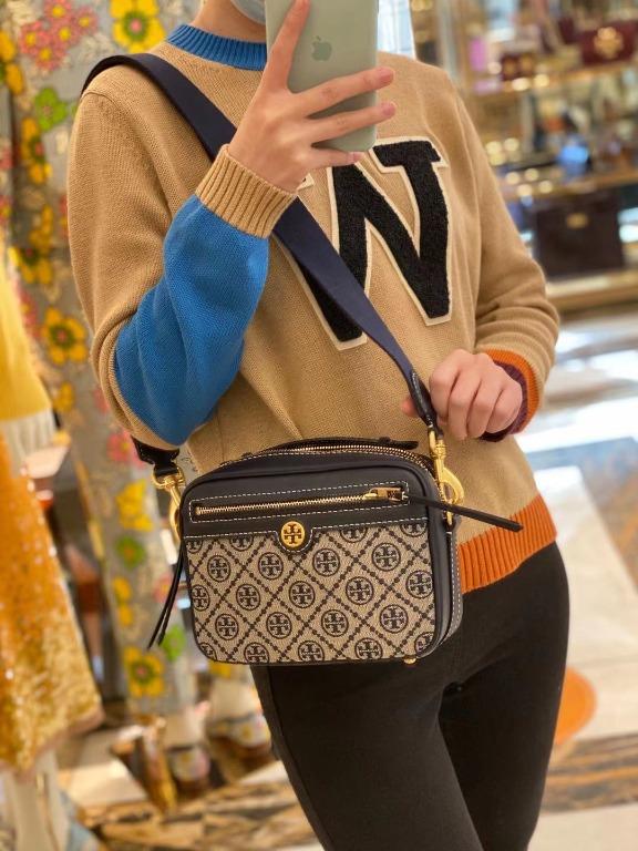 T Monogram in Jacquard with Fine Leather Trim Zip Camera Bag (Tory Burch  79356), Women's Fashion, Bags & Wallets, Cross-body Bags on Carousell