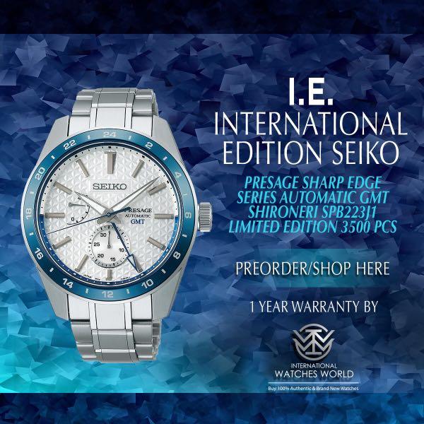 SEIKO INTERNATIONAL EDITION PRESAGE SHARP SERIES AUTOMATIC GMT SHIRONERI  LIMITED EDITION 3500 PCS 140TH ANNIVERSARY SPB223J1, Mobile Phones &  Gadgets, Wearables & Smart Watches on Carousell