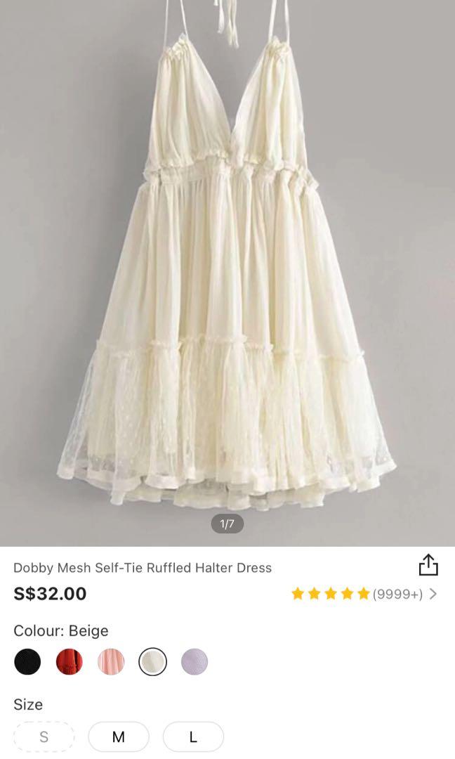 Lace panel dobby sales mesh halter dress