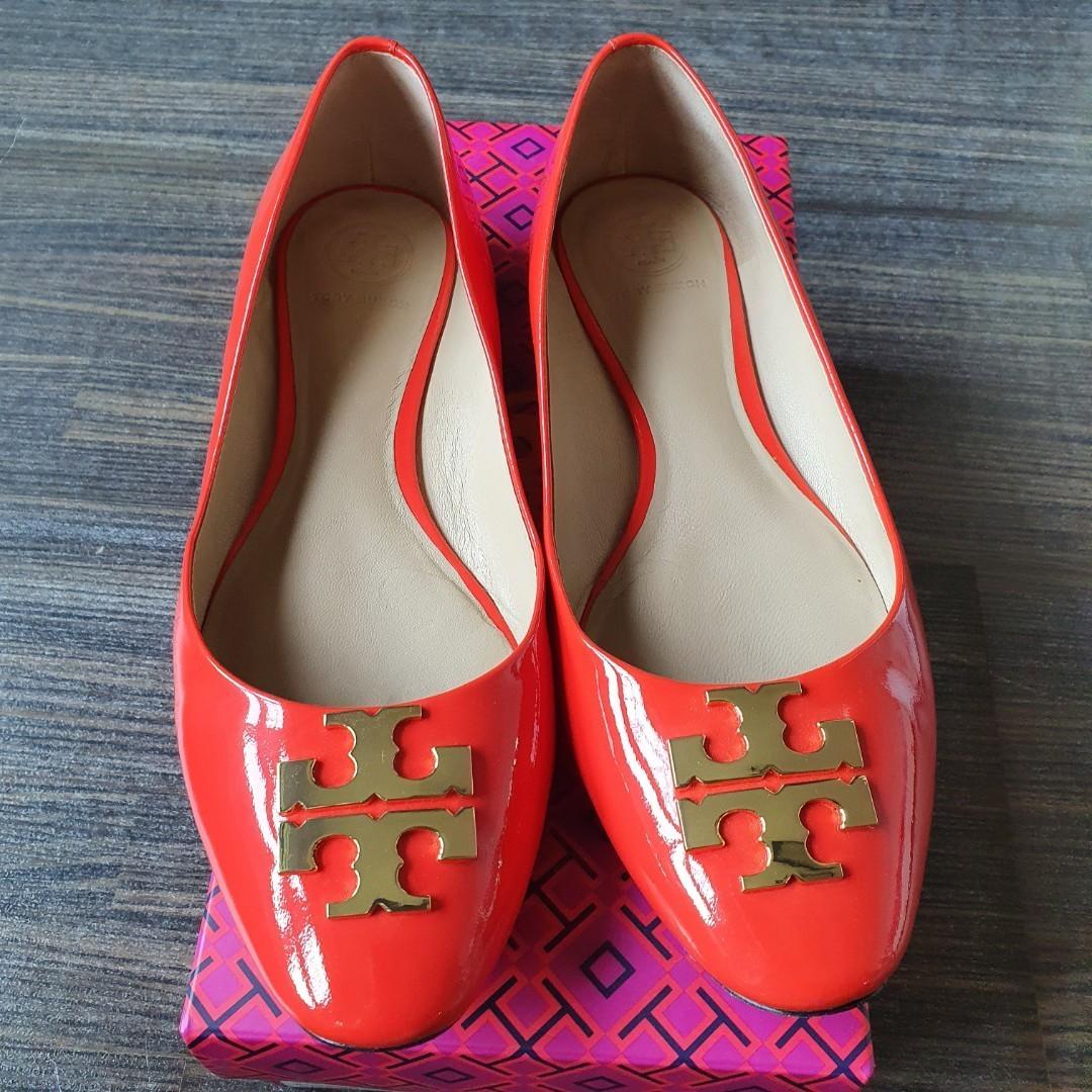 tory burch orange ballet flats