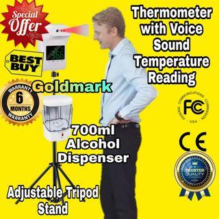 Smart Thermometer with Voice Sound Temperature  Reading  Plus 700ml Alcohol Dispenser Automatic