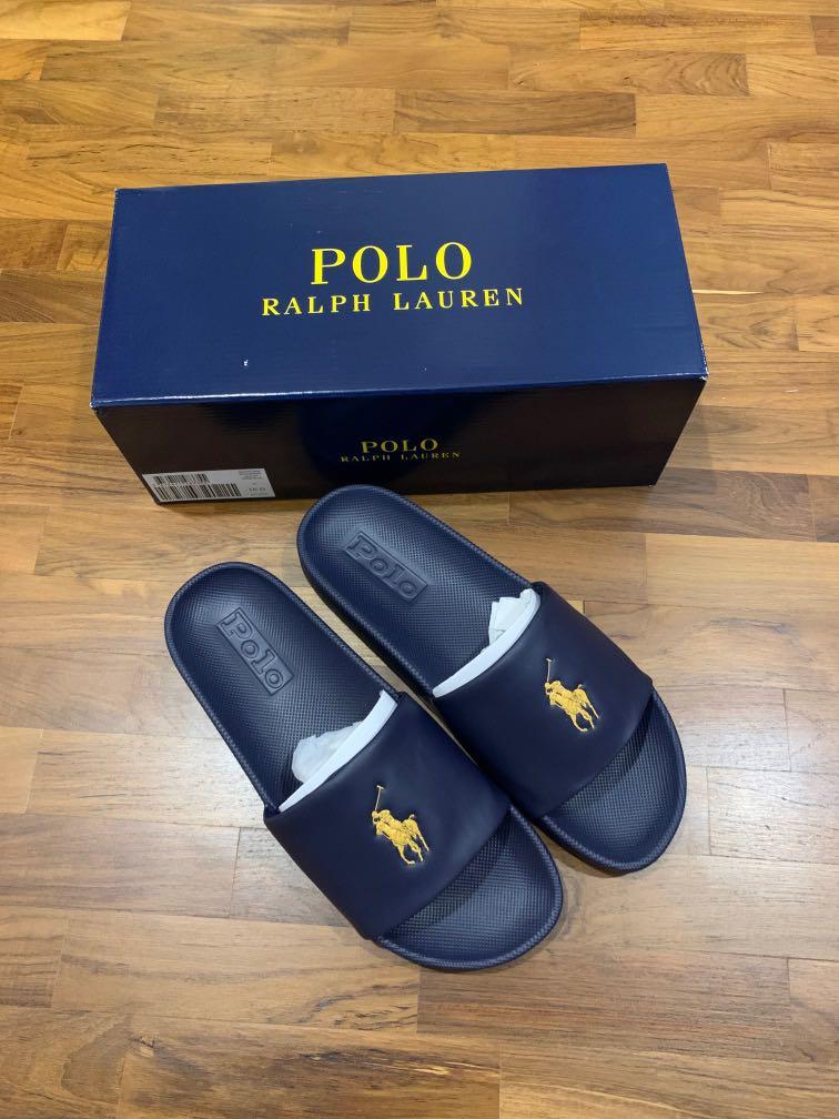 US10 Polo Ralph Lauren Slides Navy Gold, Men