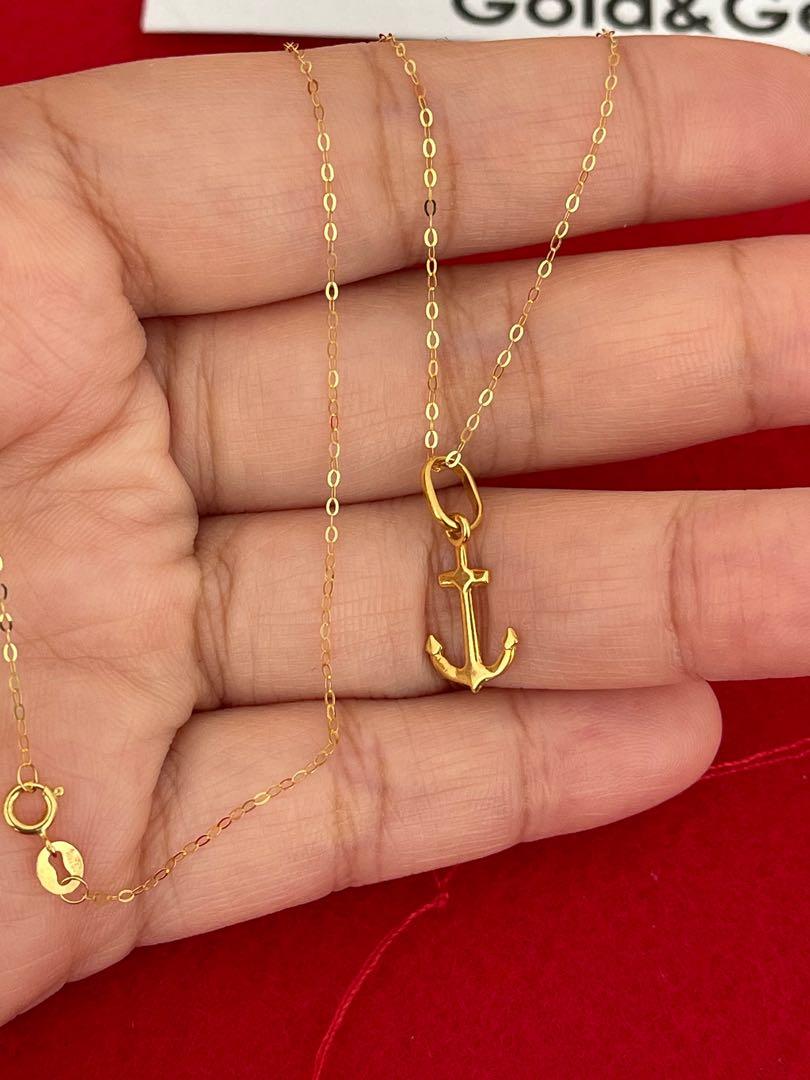 18K 750 Genuine Gold Dainty Anchor Necklace