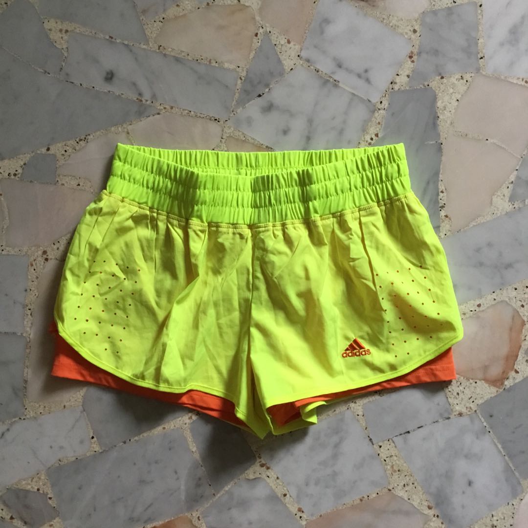 adidas neon green shorts