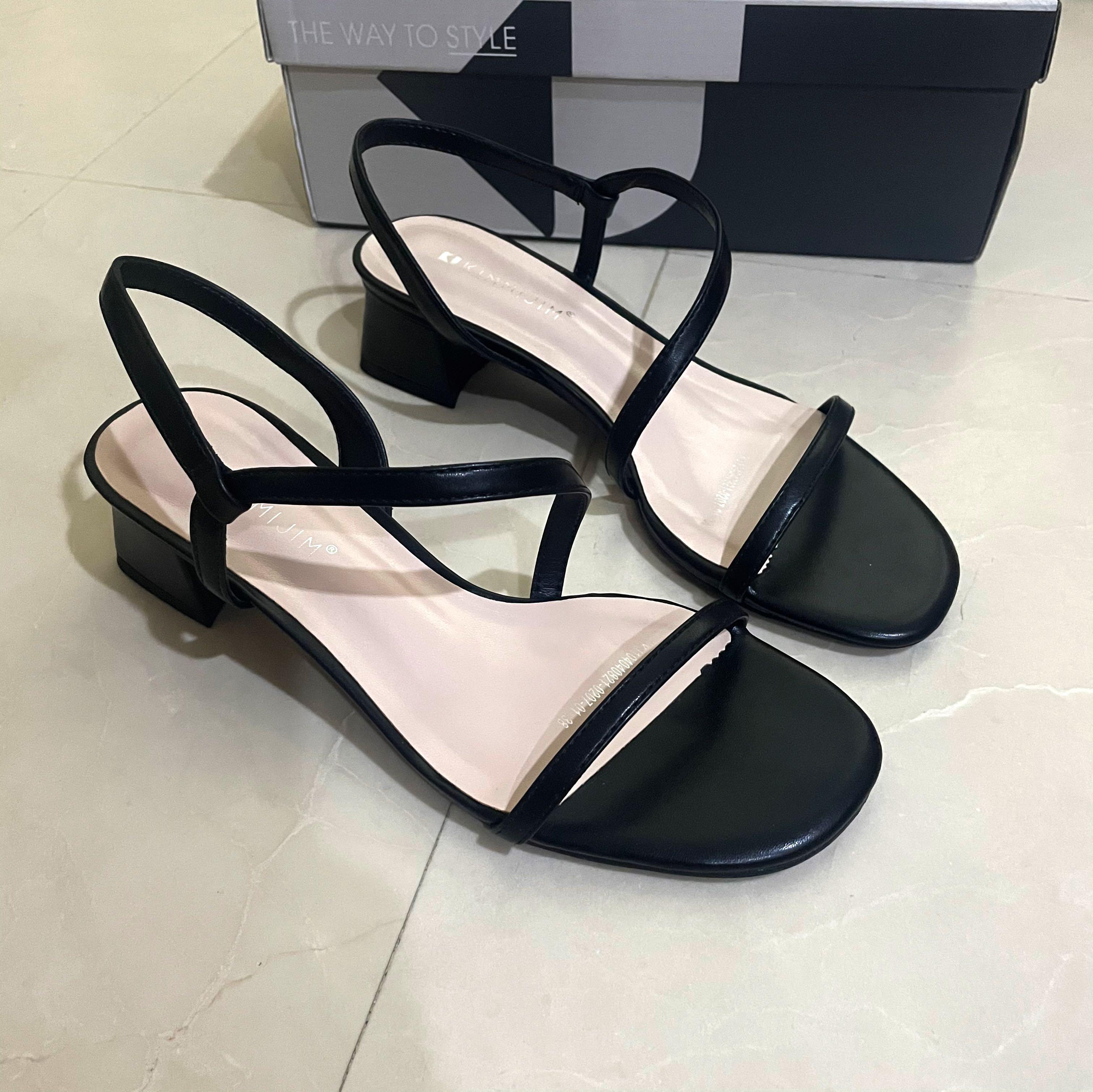 Black PU Square Toe Strappy Low Heeled Mules – Brandlyng