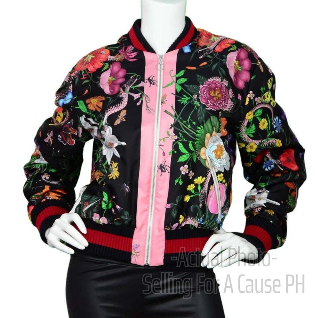 BNWT Gucci 3618 Floral Snake Print Bomber Jacket