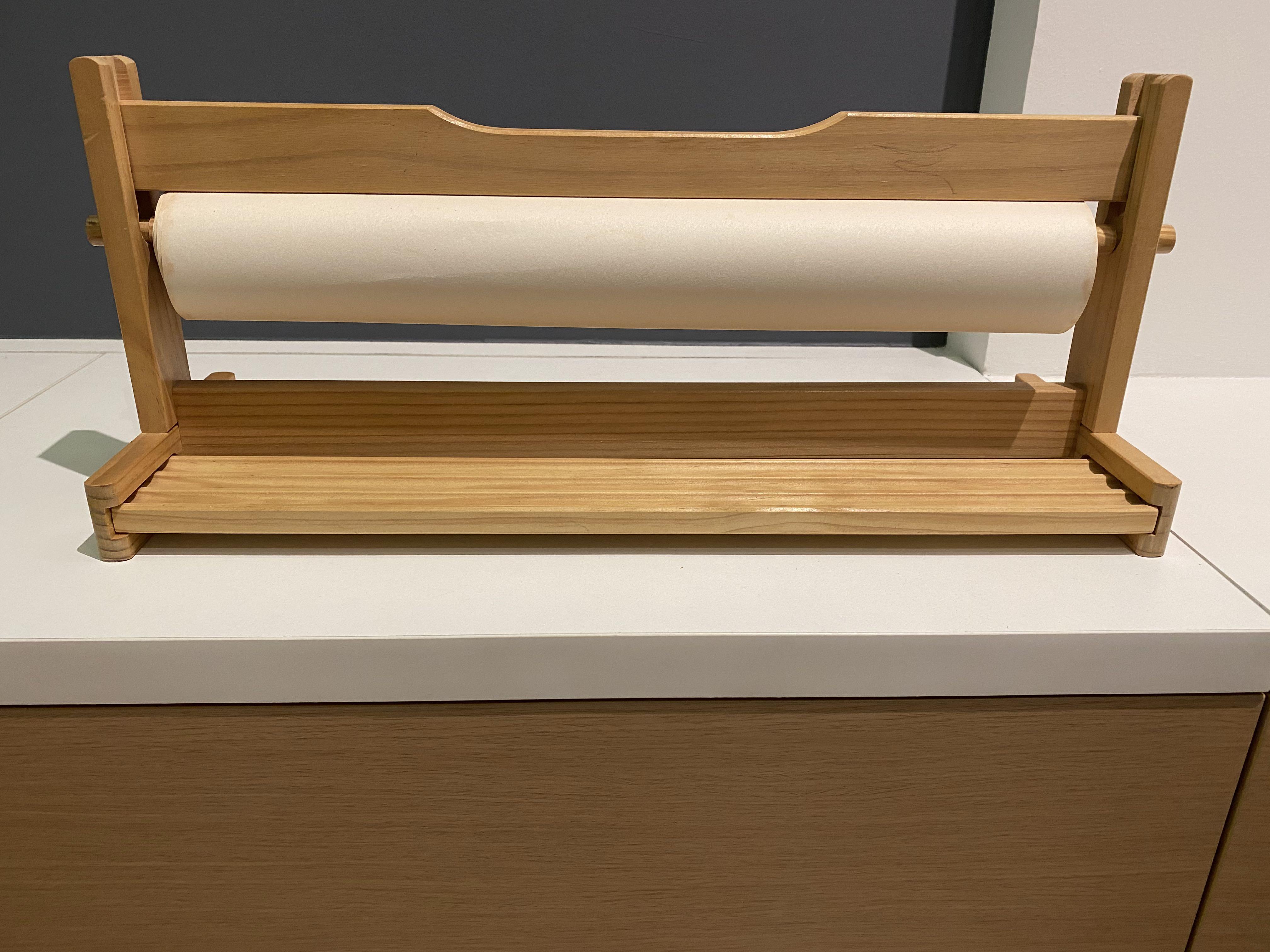 Wooden Desktop Paper Roll Holder With Pencil Cups - 11.4'' X 32.8ft Drawing Paper Included For Artists & Kids