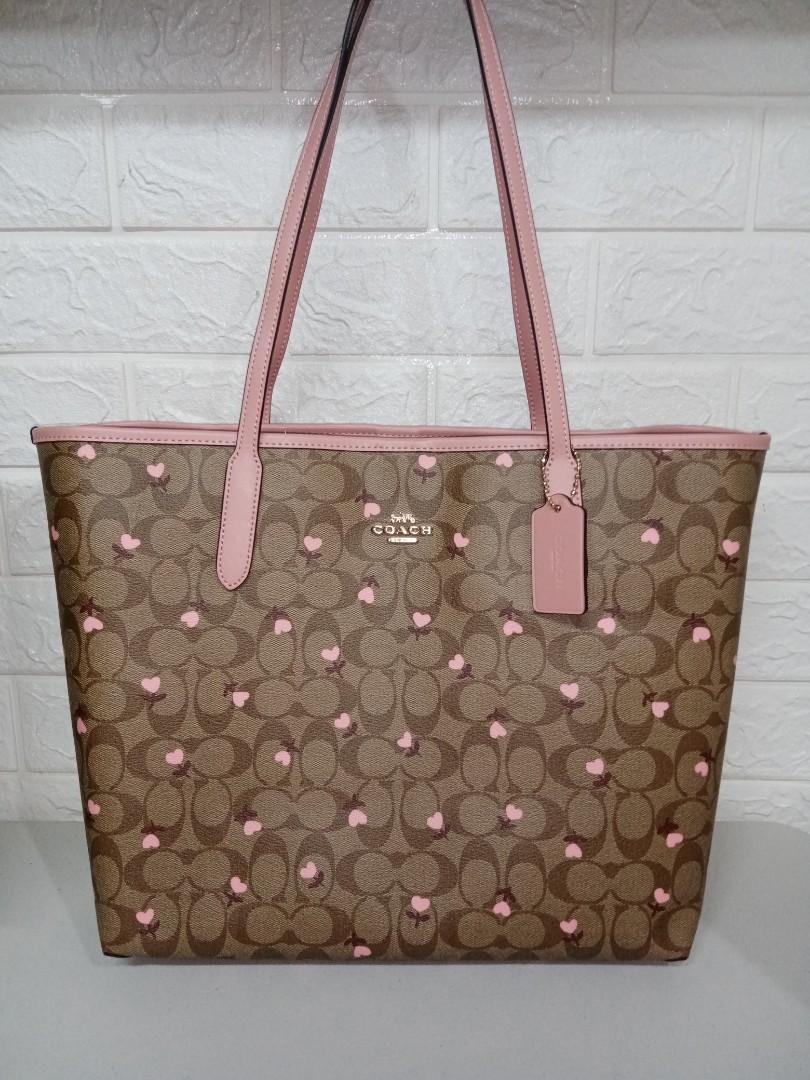 City tote in signature canvas with heart floral print new arrivals