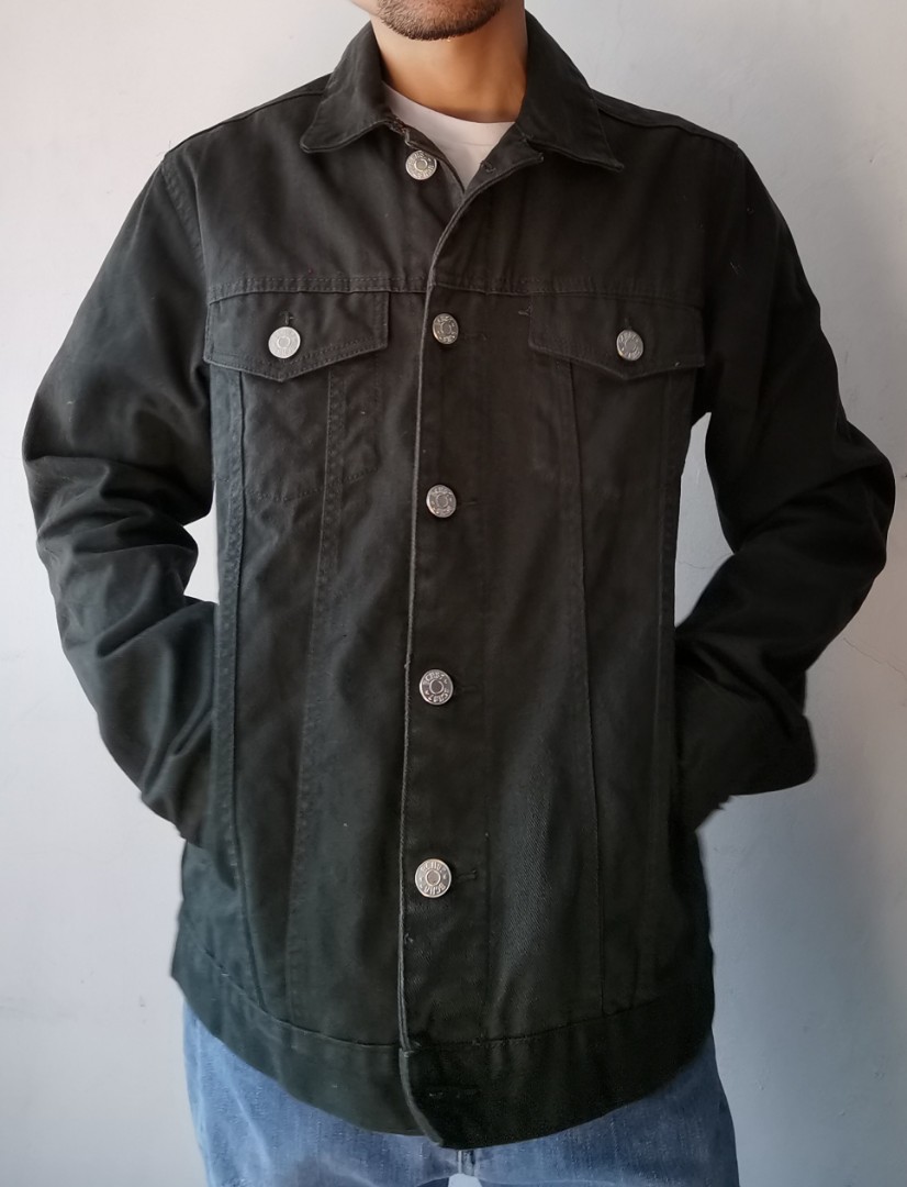 Dark Green Denim Jacket by Bench, Men's Fashion, Coats, Jackets and