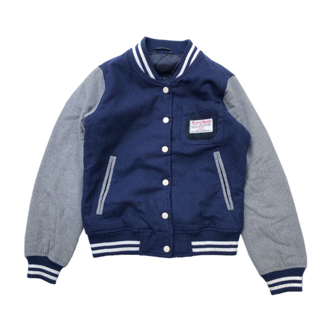 Harris Tweed Kids Wool Varsity Jacket 