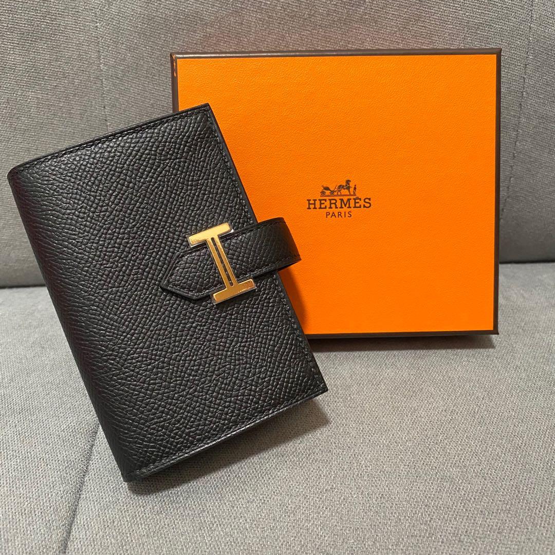 Hermes ♥️ 黑玫瑰金Mini Bearn Wallet♥️銀包/卡片套Card holder 全新, 名牌, 手袋及銀包- Carousell